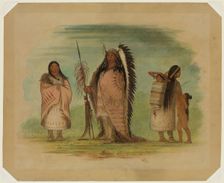 Chief Black Rock with His Wife and Daughter, 1865. Creator: George Catlin