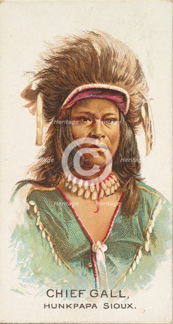 Chief Gall, Hunkpapa Sioux, from the American Indian Chiefs series (N2) for Allen & Ginter..., 1888. Creator: Allen & Ginter.
