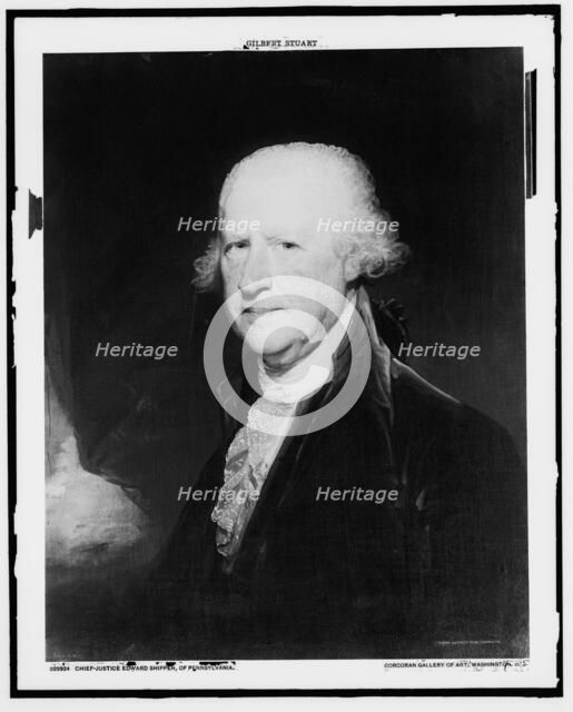 Chief Justice Edward Shippen of Pennsylvania, head and shoulders portrait, c.between 1900 and 1912. Creator: Gilbert Stuart.