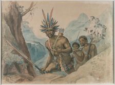 Chief of the Bororenos preparing for an attack, watercolor