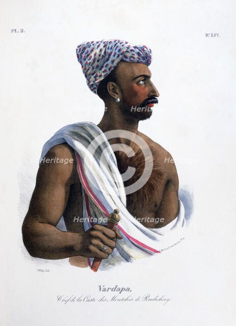 'Chief of the Caste in Pondicherry (Puducherry)', India, 1828. Artist: Marlet et Cie