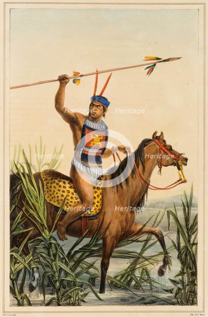 Chief of the Charrúas. From "Voyage pittoresque et historique au Brésil", 1830s. Creator: Debret, Jean-Baptiste (1768-1848).