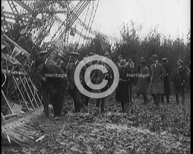 Chief Marshal Sir John Salmond and Other British Officials Walking Around the Wreckage..., 1930. Creator: British Pathe Ltd.