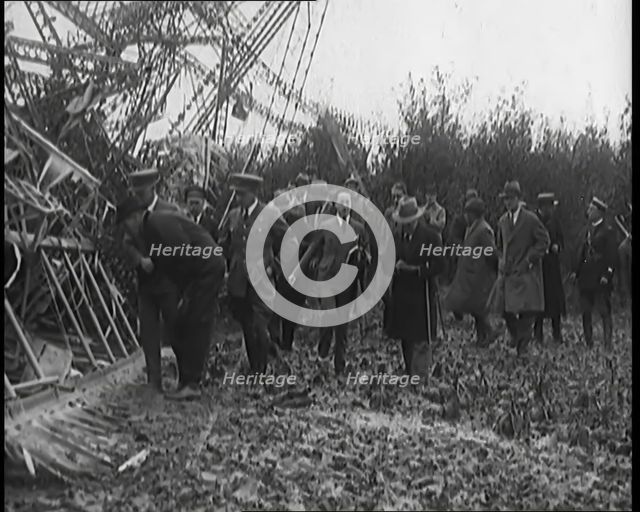 Chief Marshal Sir John Salmond and Other British Officials Walking Around the Wreckage..., 1930. Creator: British Pathe Ltd.