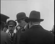 Chief Marshal Sir John Salmond and Other British Officials Inspecting the Wreckage of the..., 1930. Creator: British Pathe Ltd