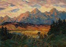 Chief Shepherd with Sheep, 1926-1929. Creator: Gustav Mally