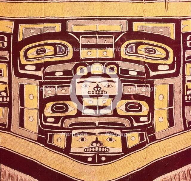 Chief's Blanket with Bear Design, Totemism,Tungit Tribe, Pacific Northwest Coast Indians. Artist: Unknown.