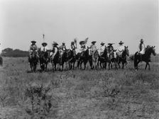 Chiefs in the Sun Dance parade-Cheyenne, c1927. Creator: Edward Sheriff Curtis