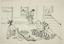 Child Attendant and Bald Tengu of Mt. Kurama (Kaburo Kurama Tengu), no. 7 from a..., c. 1716/35. Creator: Okumura Masanobu