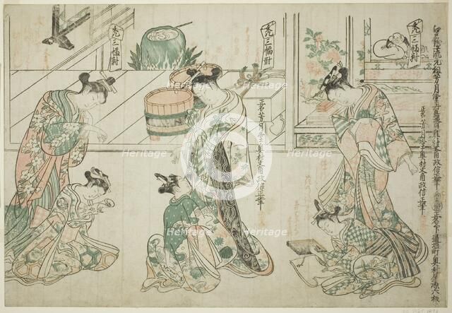 Child Attendants: A Set of Three (Kamuro sanpukutsui), c. 1744/51. Creator: Okumura Masanobu.