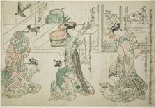 Child Attendants: A Set of Three (Kamuro sanpukutsui), c. 1744/51. Creator: Okumura Masanobu