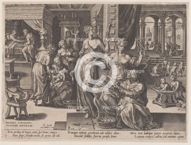 Child Birth, from The Course of Human Life, 1570. Creator: Pieter Furnius.