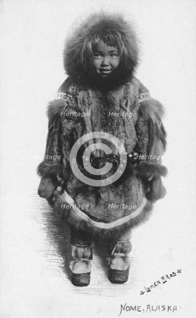 Child in fur outfit, between c1900 and c1930. Creator: Lomen Brothers.