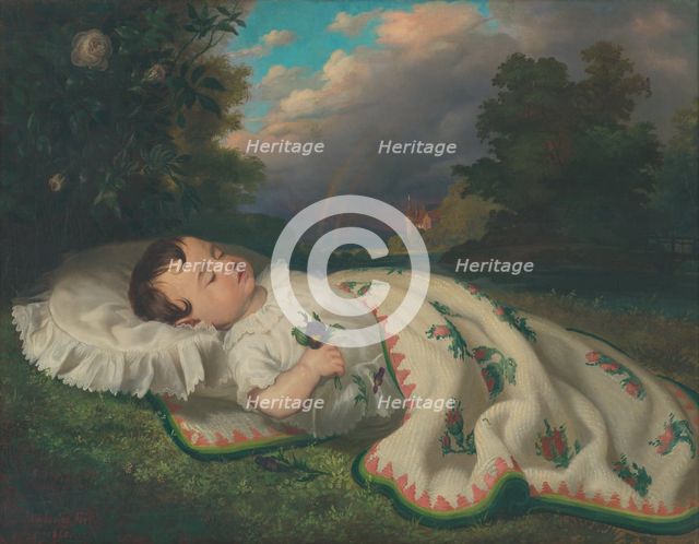 Child in the countryside, 1860. Creator: Frantisek Klimkovic.