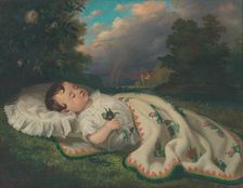 Child in the countryside, 1860. Creator: Frantisek Klimkovic