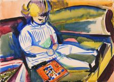 Child on Sofa, ca. 1914-1918. Creator: Henry Lyman Saÿen