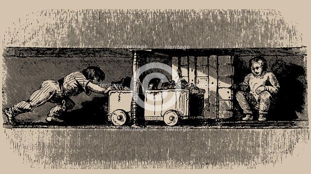 Child labour in coal mines: Thruster and a trapper in a coal mine, Second Half of the 19th cen.. Creator: Anonymous ().