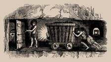 Child labour in coal mines: Two thrusters and a trapper in a coal mine, Second Half of the 19th cen. Creator: Anonymous ()