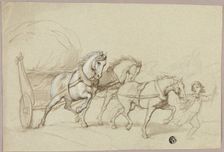 Child Leading Three Horses and Wagon, n.d. Creator: Thomas Stothard