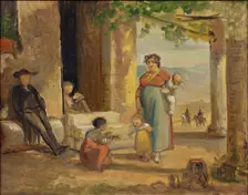 Child learning to walk, before 1859. Creator: Wilhelm Marstrand