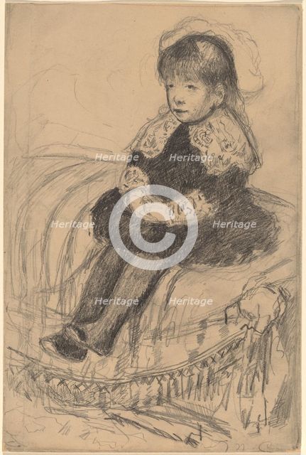 Child Seated on a Sofa, c. 1883. Creator: Mary Cassatt.