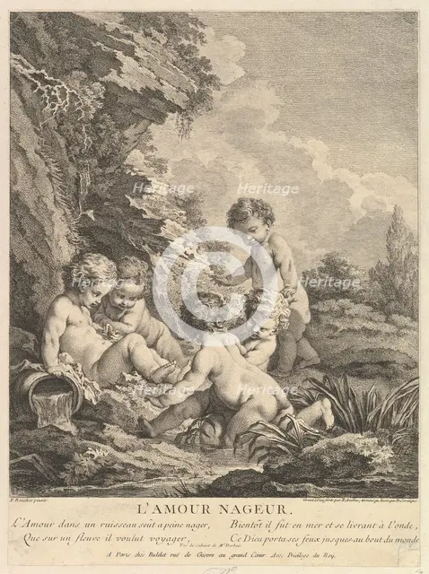Child Swimming, ca. 1741. Creators: Dominique Sornique, Pierre Alexandre Aveline.