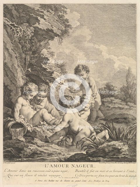 Child Swimming, ca. 1741. Creators: Dominique Sornique, Pierre Alexandre Aveline.