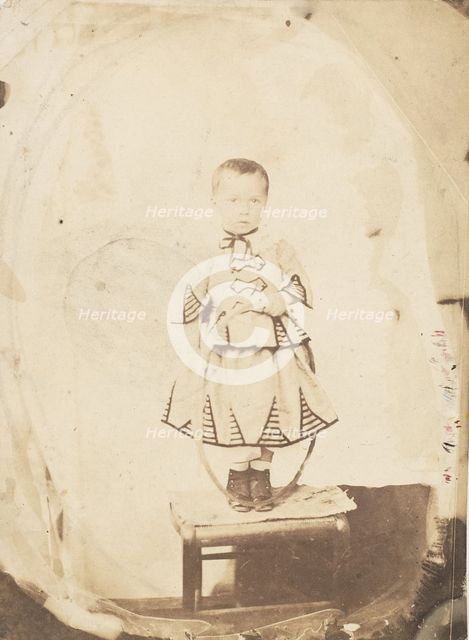 [Child Posed with Hoop], 1856. Creator: Unknown.