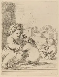 Child Playing with a Dog. Creator: Stefano della Bella