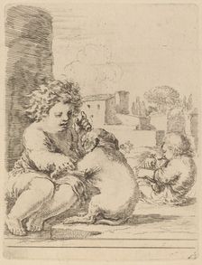 Child Playing with a Dog. Creator: Stefano della Bella