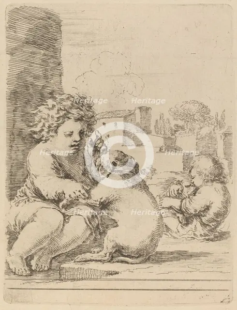 Child Playing with a Dog. Creator: Stefano della Bella.