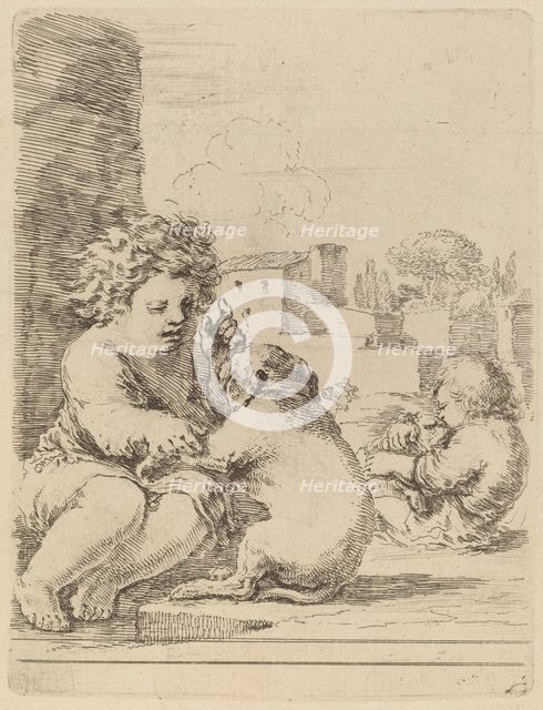 Child Playing with a Dog. Creator: Stefano della Bella.