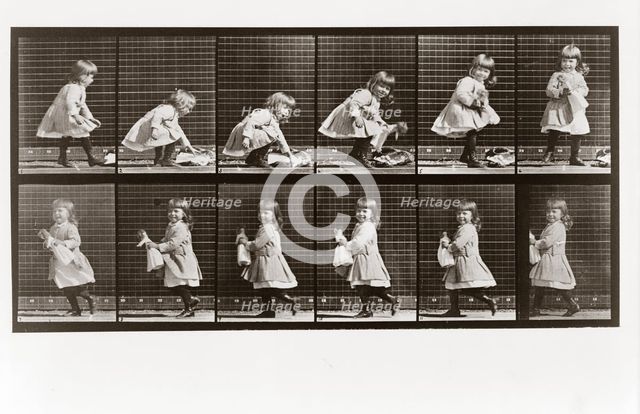 Child playing with doll, Plate 481 from Animal Locomotion, 1887 (photograph)