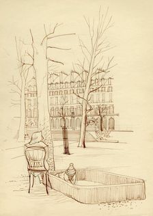 Child playing in sandpit, Paris, France, c1951. Creator: Shirley Markham