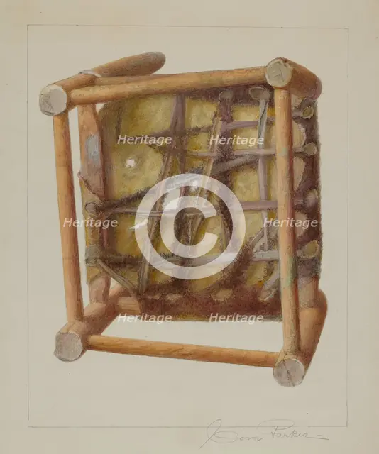 Child's Chair (View of Seat Bottom), c. 1938. Creator: Cora Parker.