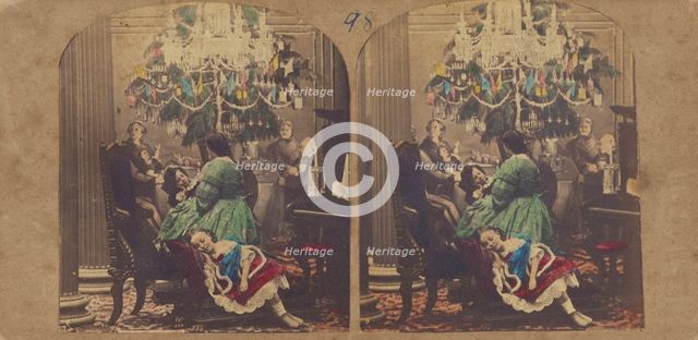 Child's Dream. Pantomime, Ball Room, Christmas Tree. By Phiz., 1855-1860. Creator: Hablot Knight Browne.