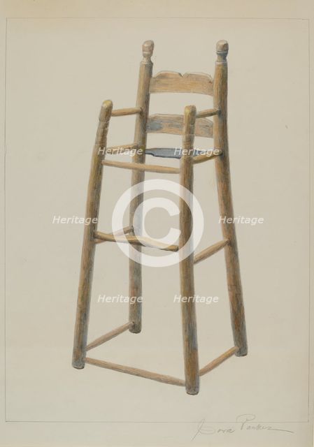 Child's High Chair, c. 1938. Creator: Cora Parker.