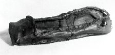 Child's Horned Toe Shoe, England, 16th century. Creator: Unknown