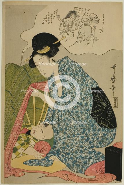Child's nightmare of ghosts, Japan, c. 1800/01. Creator: Kitagawa Utamaro.