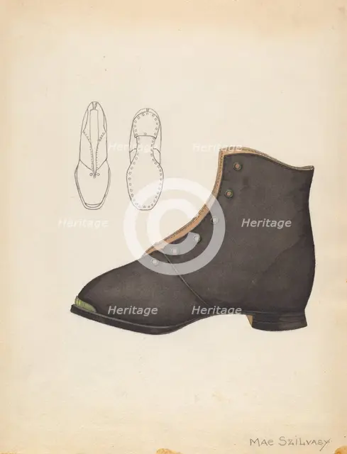 Child's Shoe, c. 1937. Creator: Mae Szilvasy.