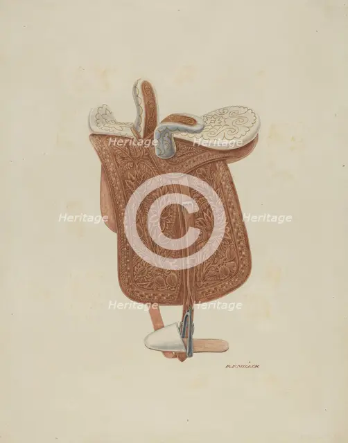 Child's Side Saddle, c. 1940. Creator: Randolph F Miller.