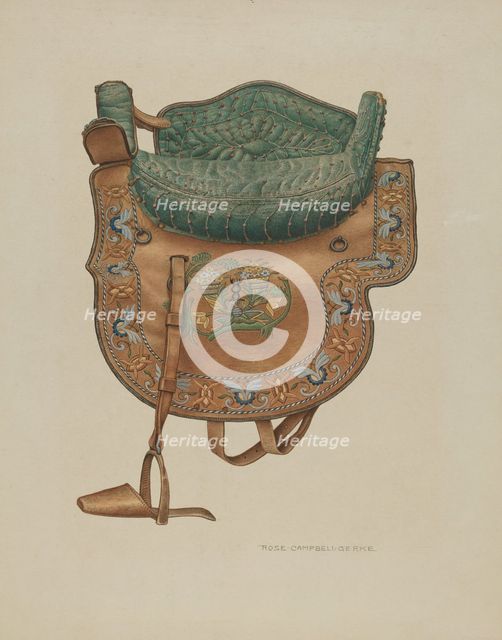Child's Side Saddle, c. 1940. Creator: Rose Campbell-Gerke.