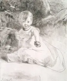 Child with an Apple: Portrait of the Artist's Niece, Agnes Paul, 1826. Creator: Andrew Geddes