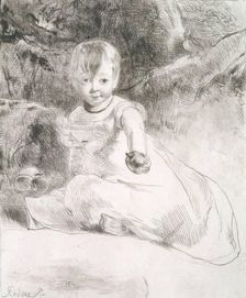 Child with an Apple: Portrait of the Artist's Niece, Agnes Paul, 1826. Creator: Andrew Geddes