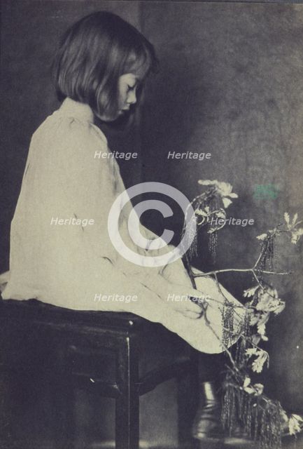 Child with oak branch, c1900. Creator: Eva Watson-Schutze.
