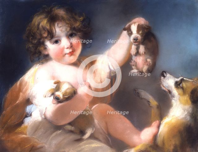 Child with Puppies, 1797. Creator: Unknown.
