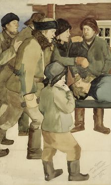 Childhood Memory (Men, Boy and Father, a sketch for Childhood Memory), 1902. Creator: Juho Rissanen