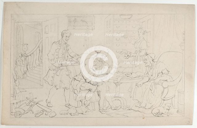 Childhood: The First Tutor, from "The Dance of Life", September 1, 1817., September 1, 1817. Creator: Thomas Rowlandson.