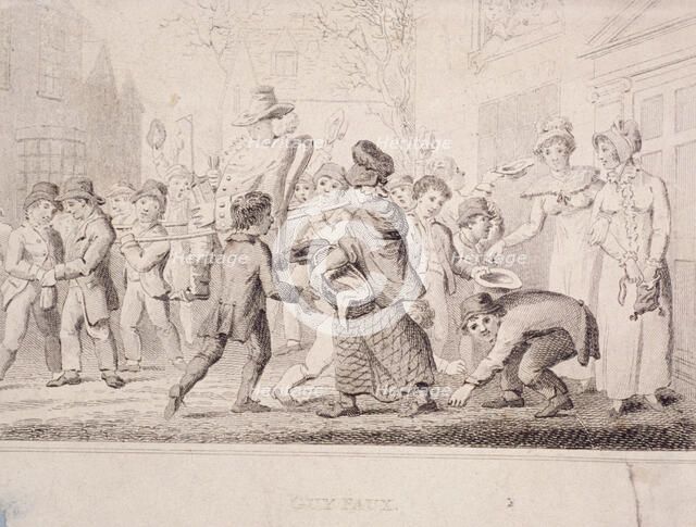 Children collecting pennies for the Guy, 1816. Artist: Anon