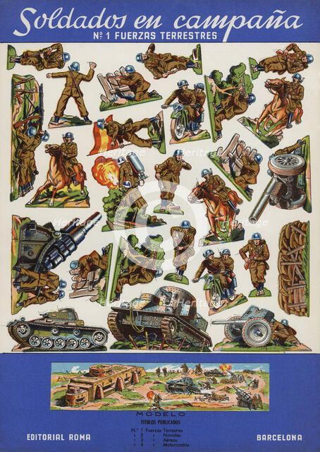 Children cut-out, number one of 'Soldiers in the field,' Roma publishers, 1943.